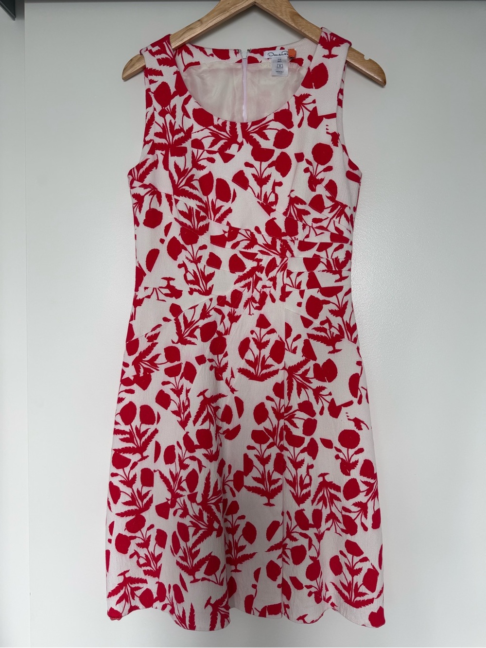 Oscar de la Renta Red and White Floral Dress - Picture 3 of 8